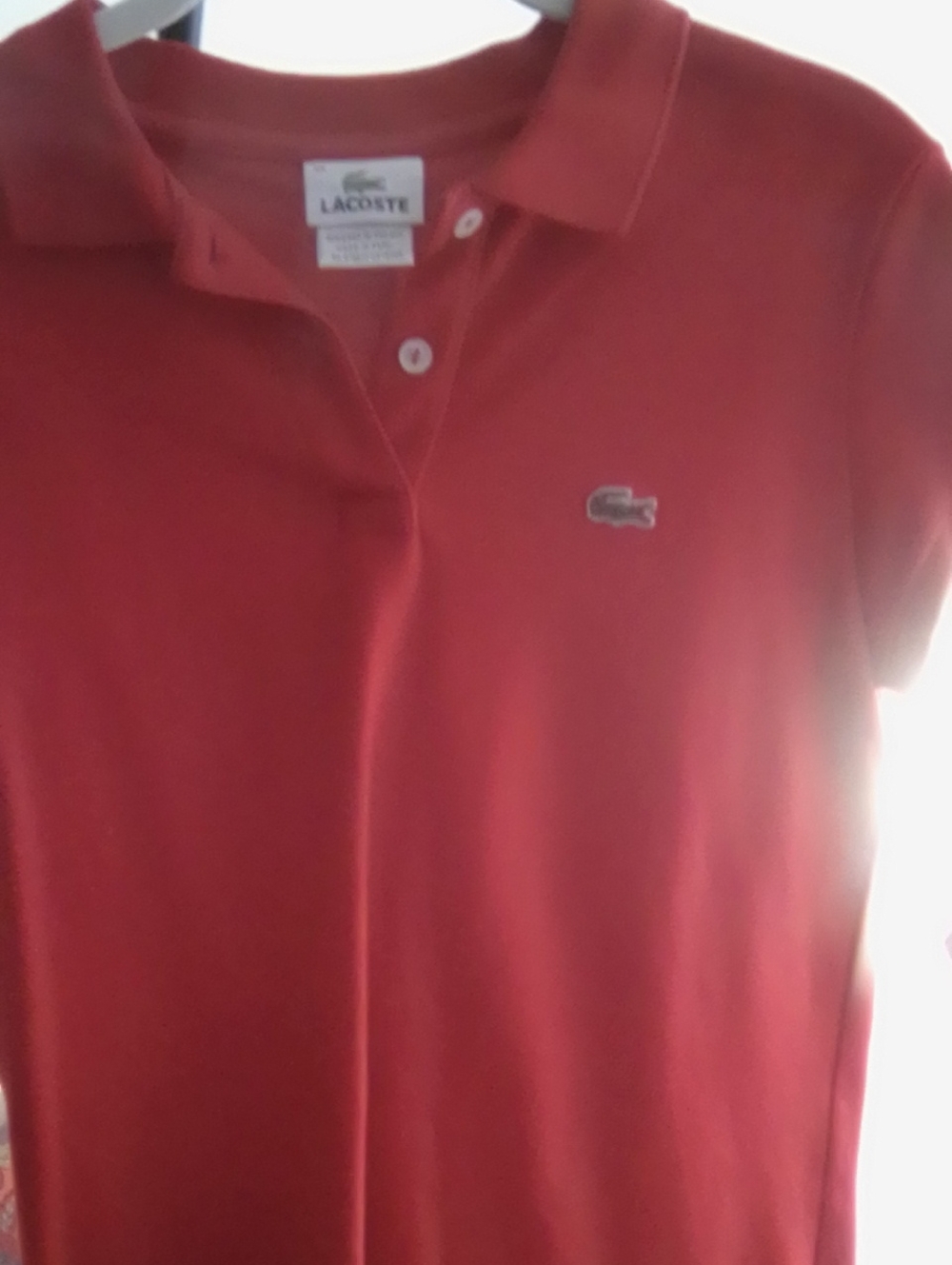 Lacoste Red Women's Pique Polo with Crocodile Patch